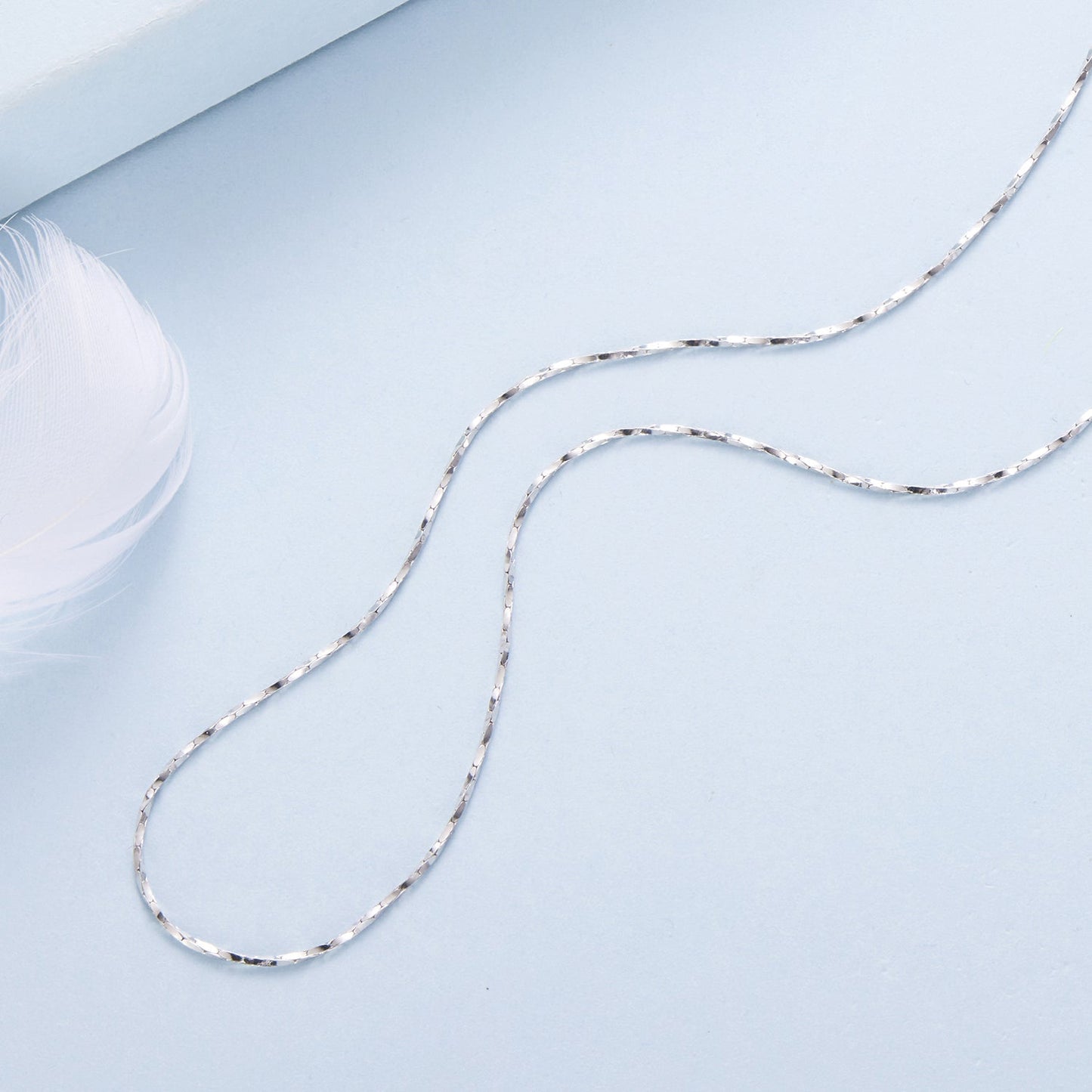 925 Sterling Silver White Gold Plated Necklace 40+5cm for Women