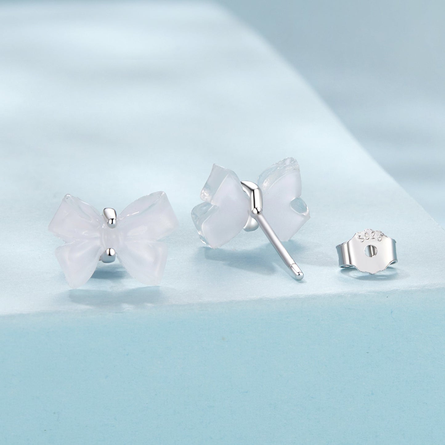 925 Sterling Silver Earrings for Women, 0.8*1.1cm, Plated White Gold