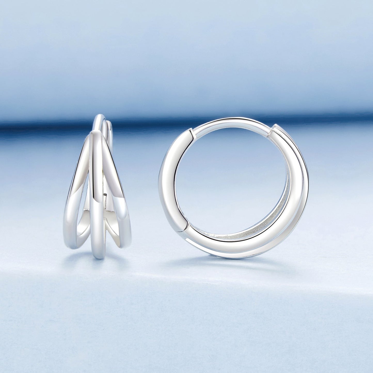 925 Sterling Silver Earrings with White Gold Plating, 1.3*0.6 cm, For Women