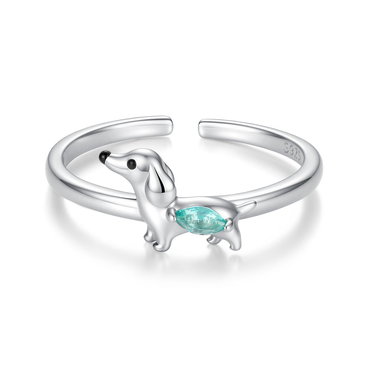925 Sterling Silver White Gold Plated Transparent Glass Enamel Size E Ring for Women
