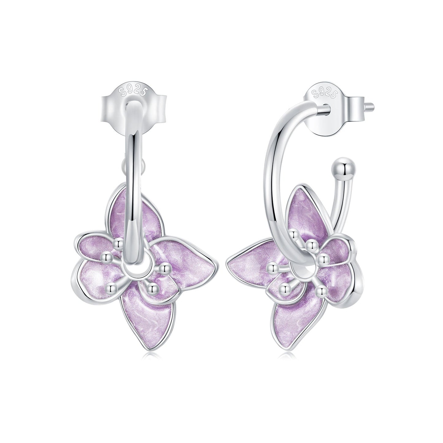 925 Sterling Silver Enamel White Gold Plated Earrings Size 20*14mm