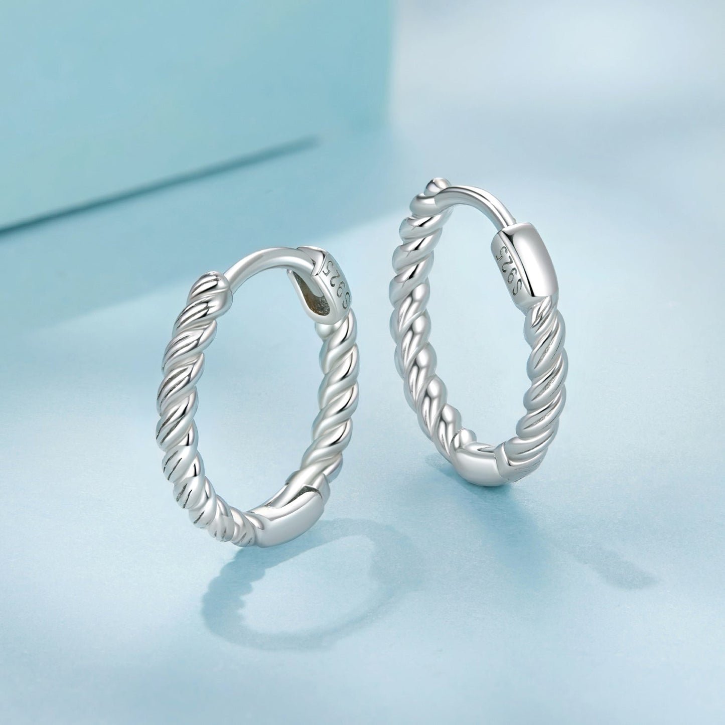 925 Sterling Silver Plated White Gold Earrings Size 1.4x0.2cm for Women