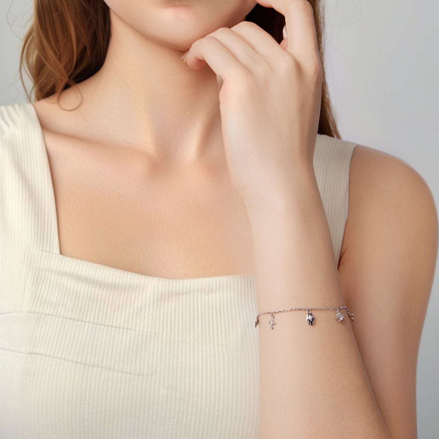 925 Sterling Silver Bracelet with Plated White Gold and Pavé Setting CZ
