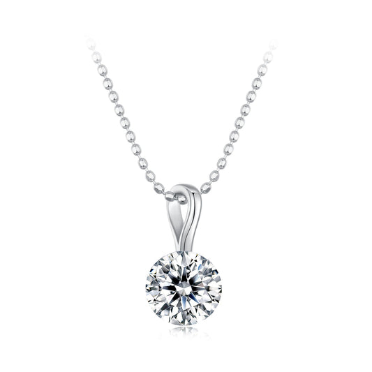 925 Sterling Silver Moissanite Necklace 40+5cm with White Gold Plating for Women
