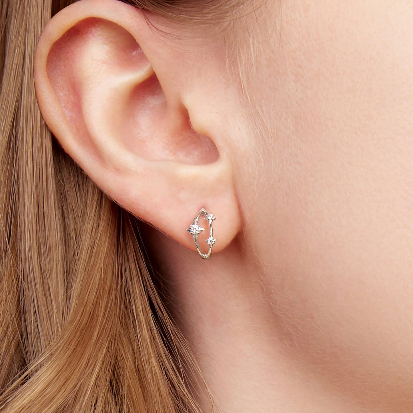 925 Sterling Silver Earrings with Pavé Setting CZ in White Gold for Women