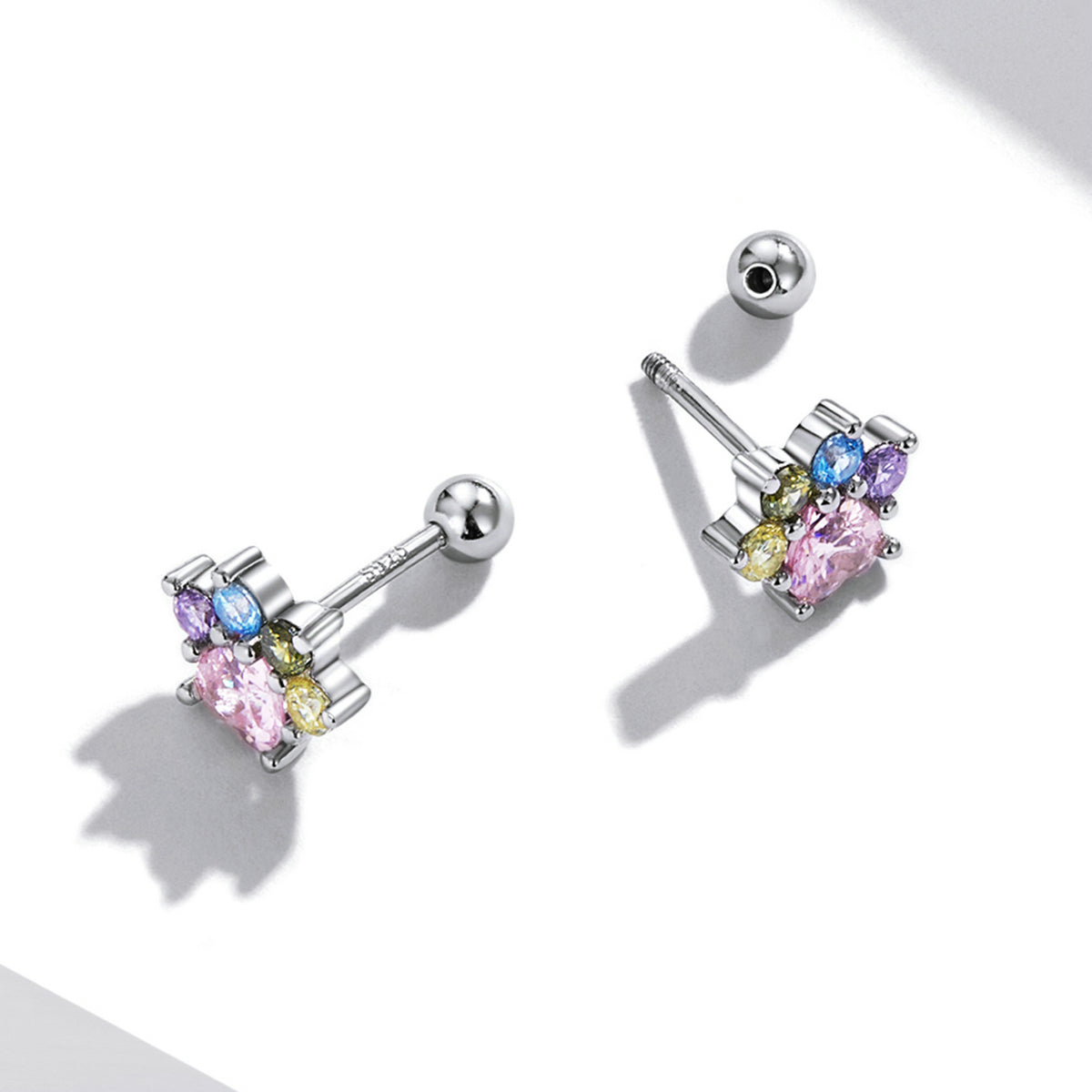 925 Sterling Silver Earrings with Pavé Setting and CZ