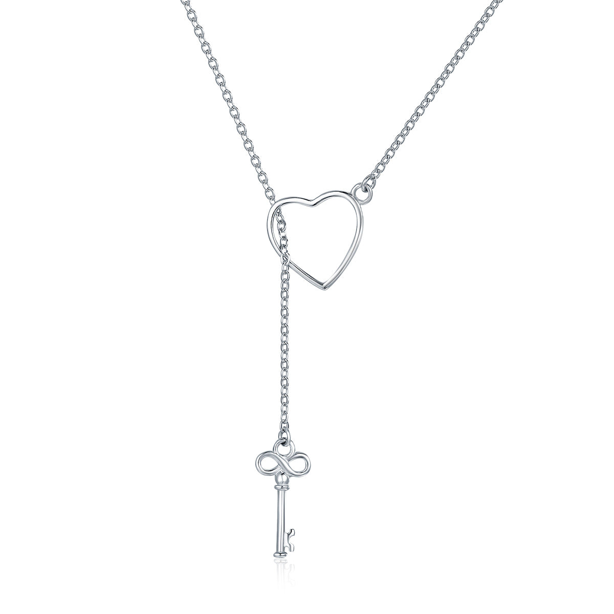 925 Sterling Silver Necklace 55cm with Heart Pendant for Women