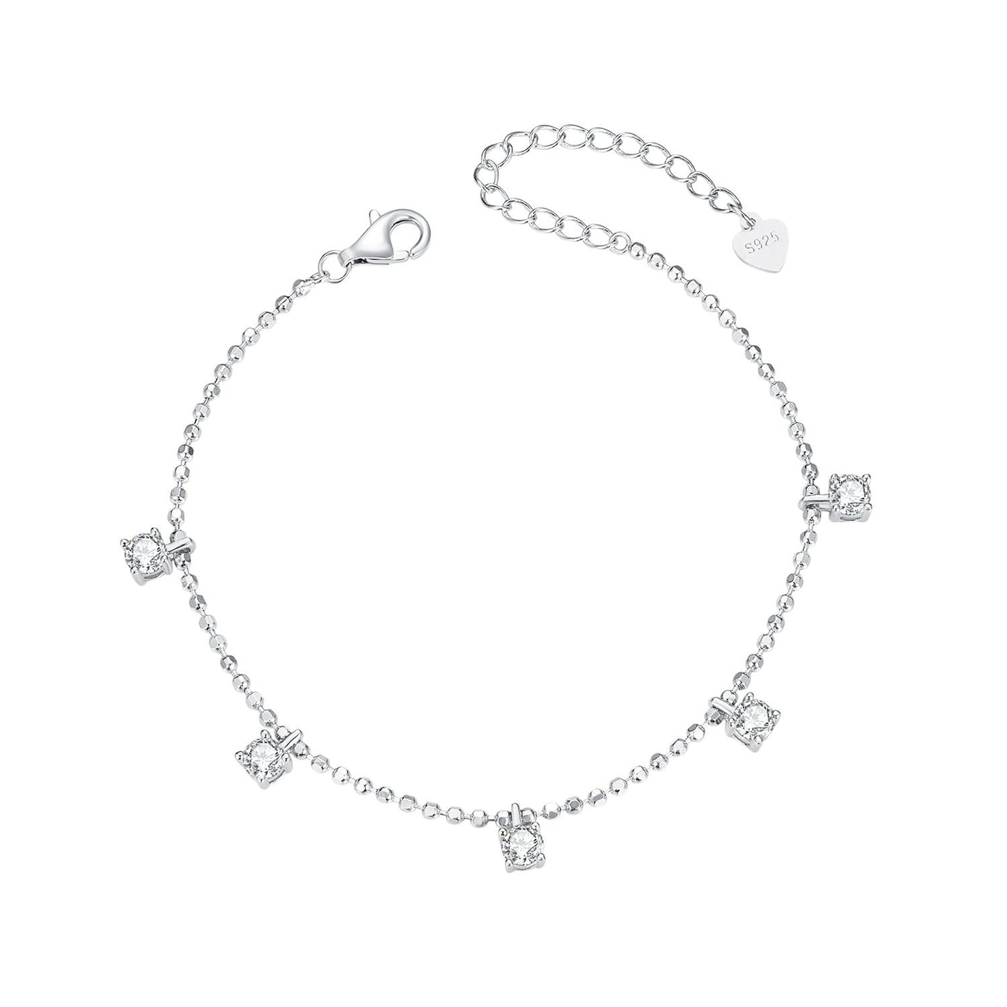 925 Sterling Silver Plated Platinum CZ Bracelet for Women