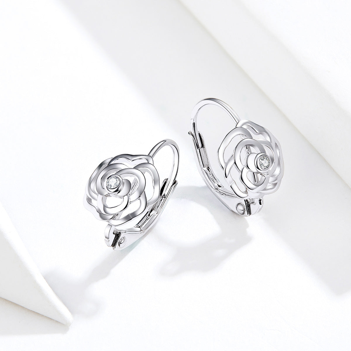 925 Sterling Silver Earrings with Pavé Setting CZ - 1.4x0.9 cm for Women