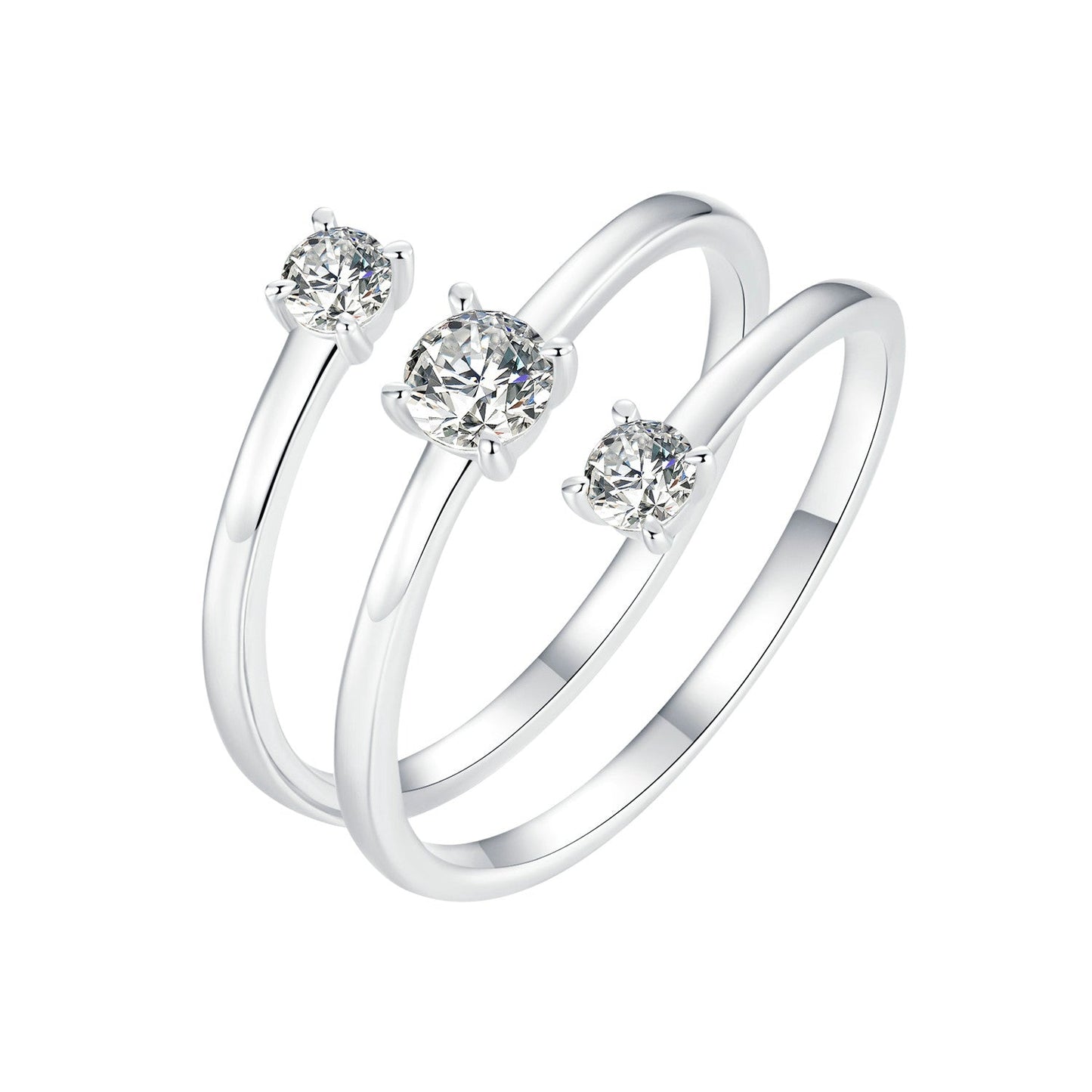 925 Sterling Silver White Gold Plated CZ Ring for Women