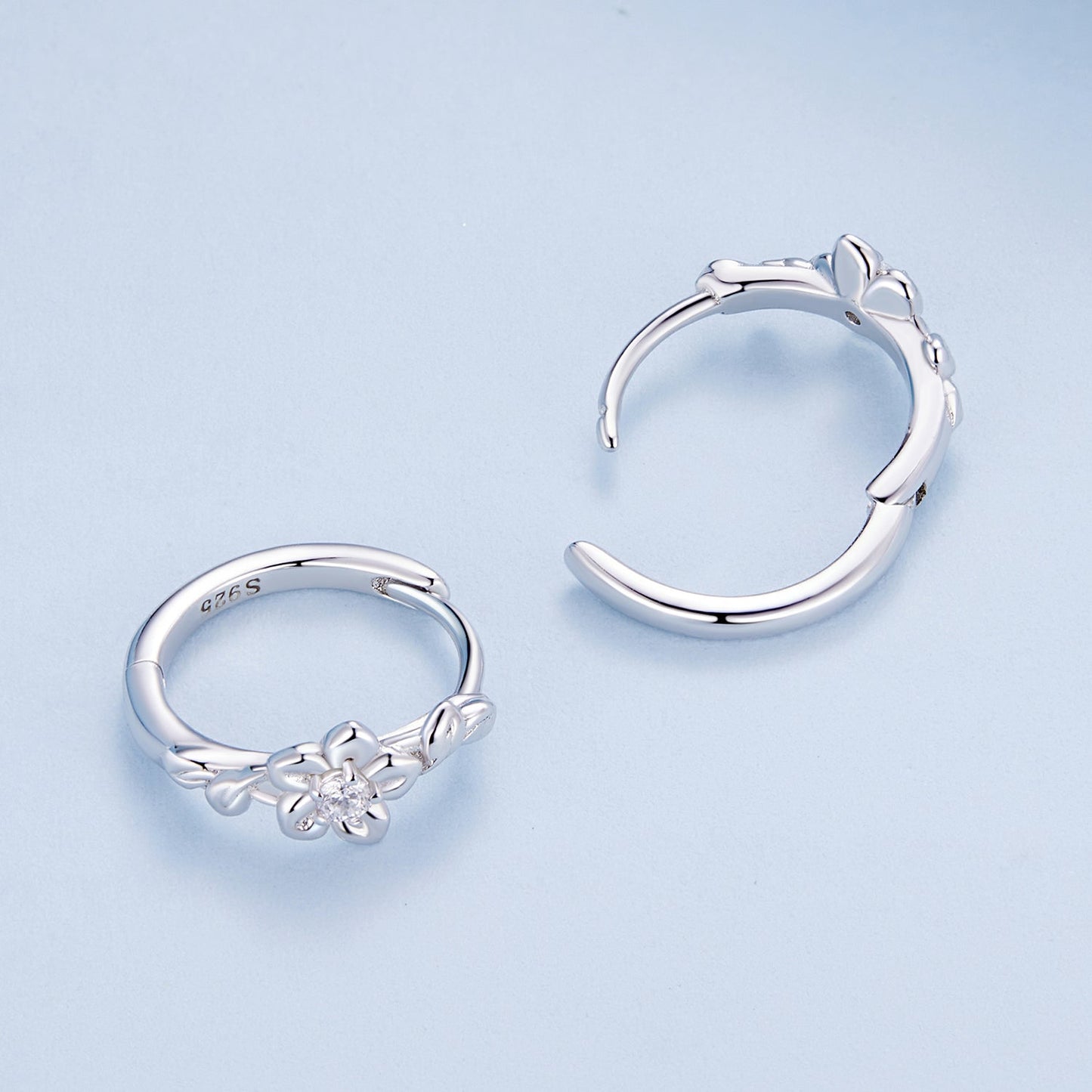 925 Sterling Silver Earrings with Zircon and Platinum Plating