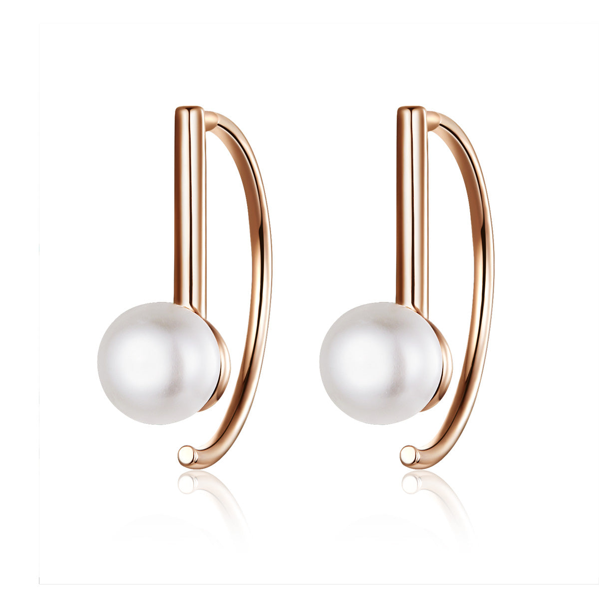 925 Sterling Silver Earrings in Rose Gold with Beads for Women