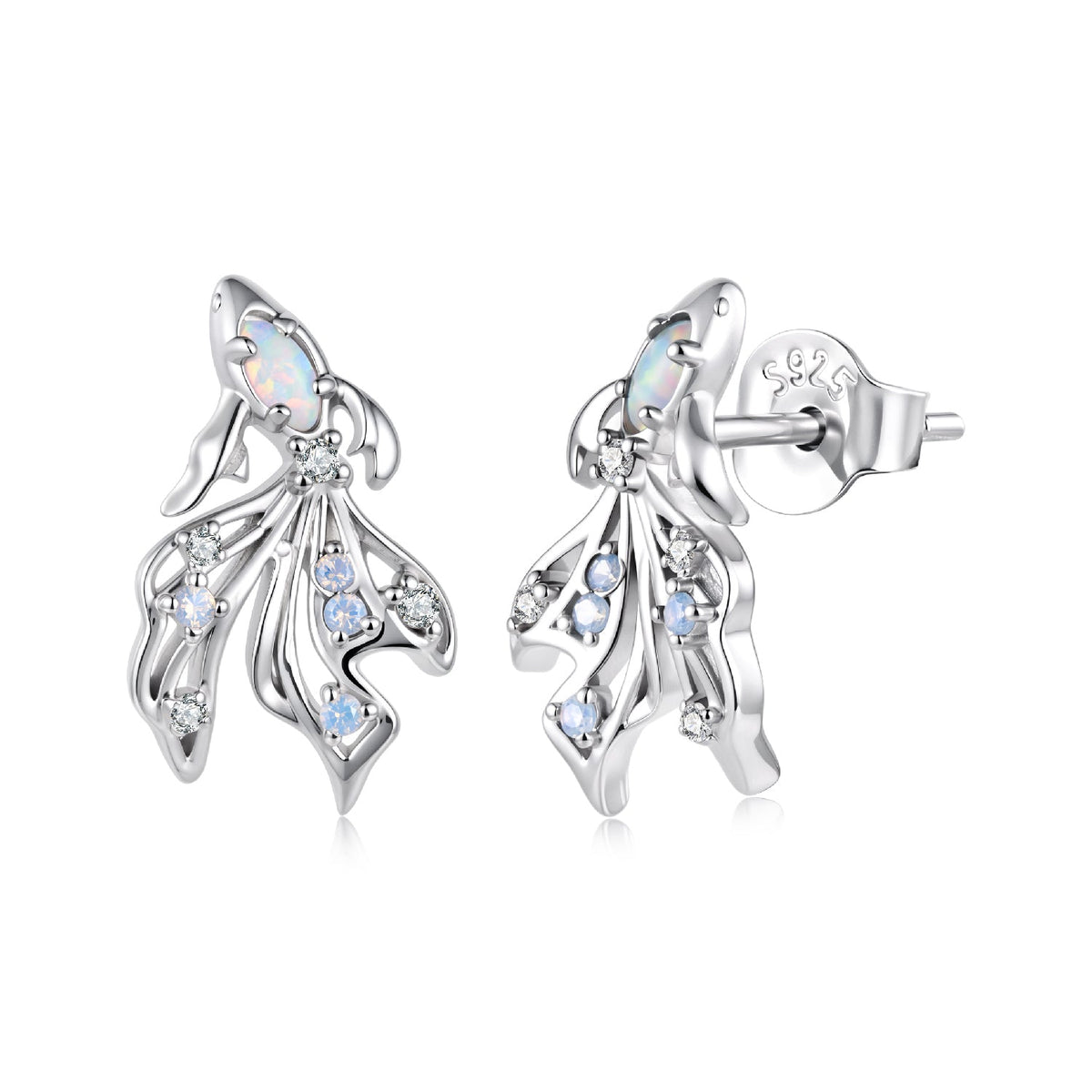 925 Sterling Silver White Nano Opal CZ 1.3*0.8cm Earrings for Women