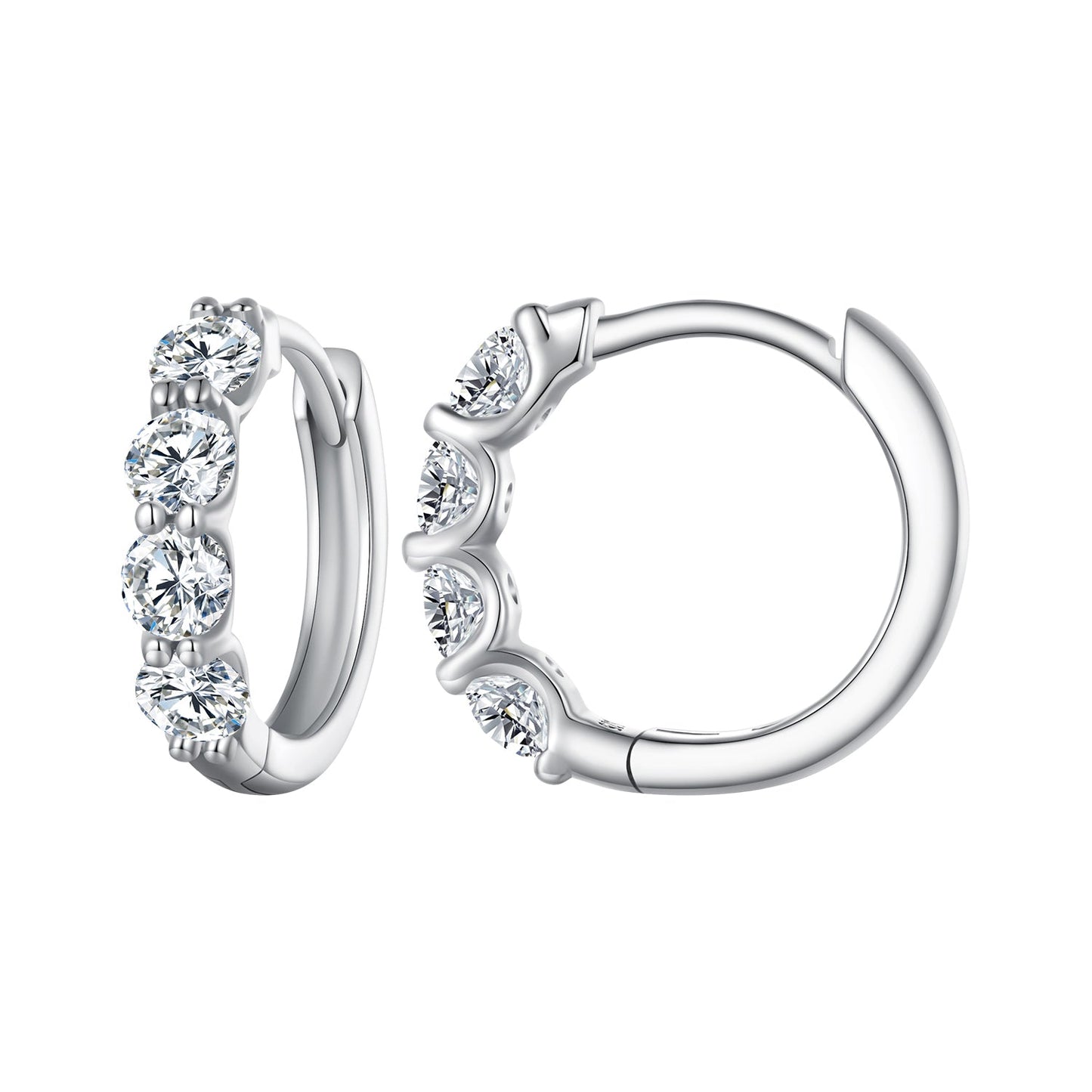 925 Sterling Silver Moissanite 0.1 Carat Platinum Plated Earrings for Women