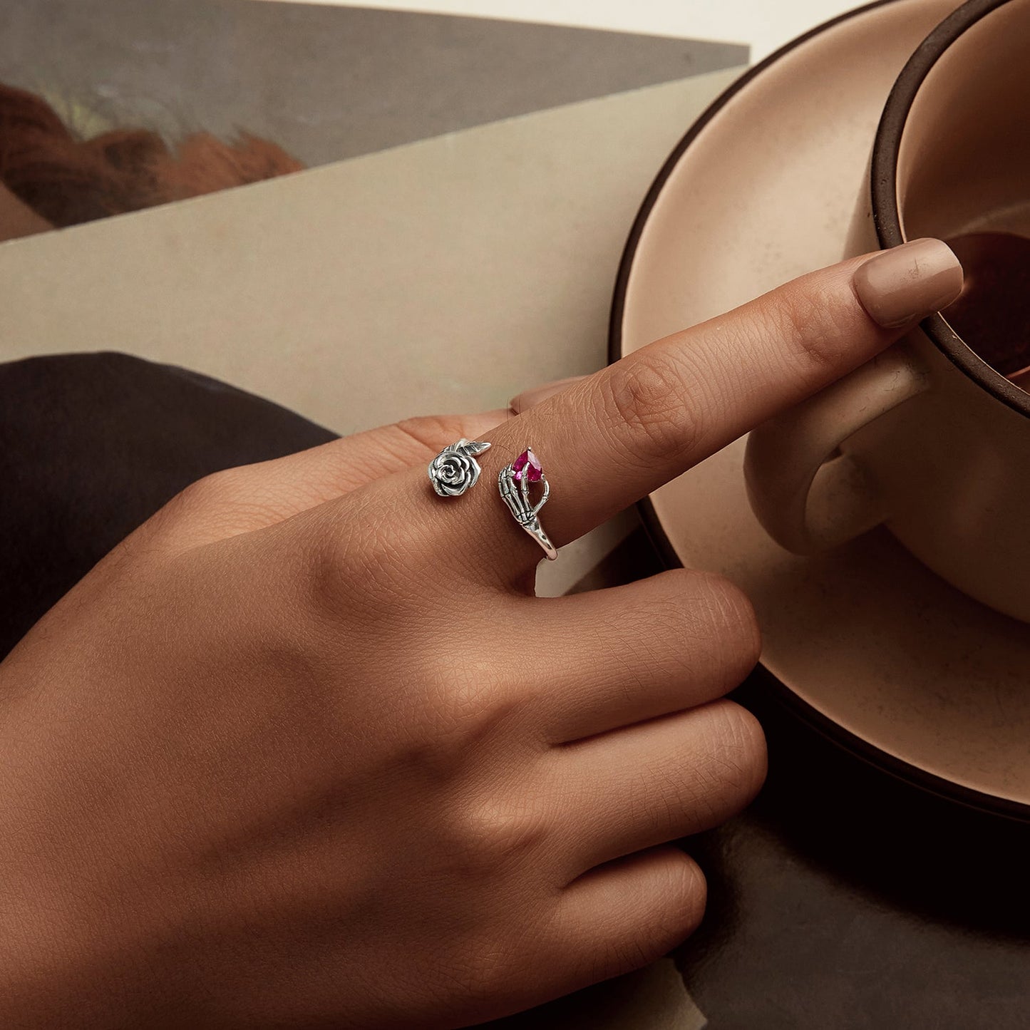 925 Sterling Silver Ring with Pavé Setting CZ, Width 0.15cm, Women's Jewelry