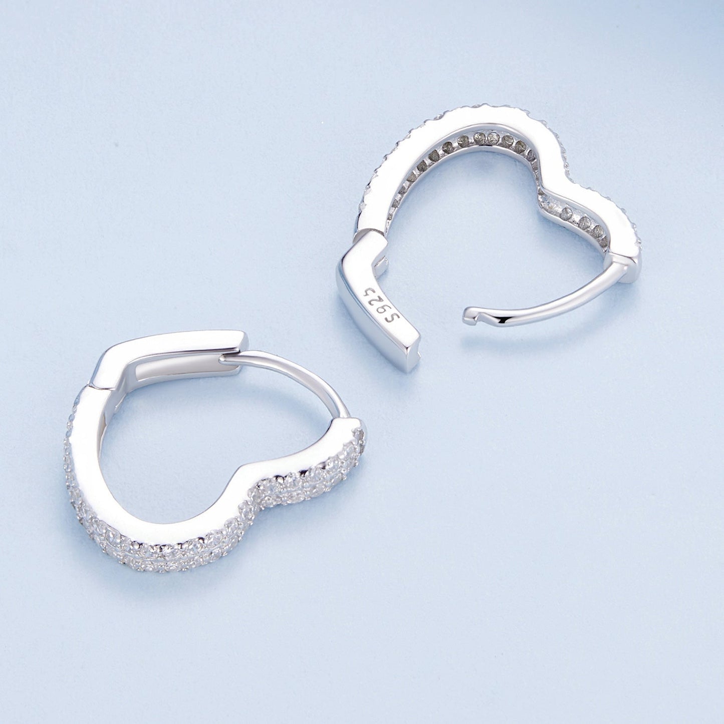 925 Sterling Silver Earrings with Cubic Zirconia in Platinum Finish
