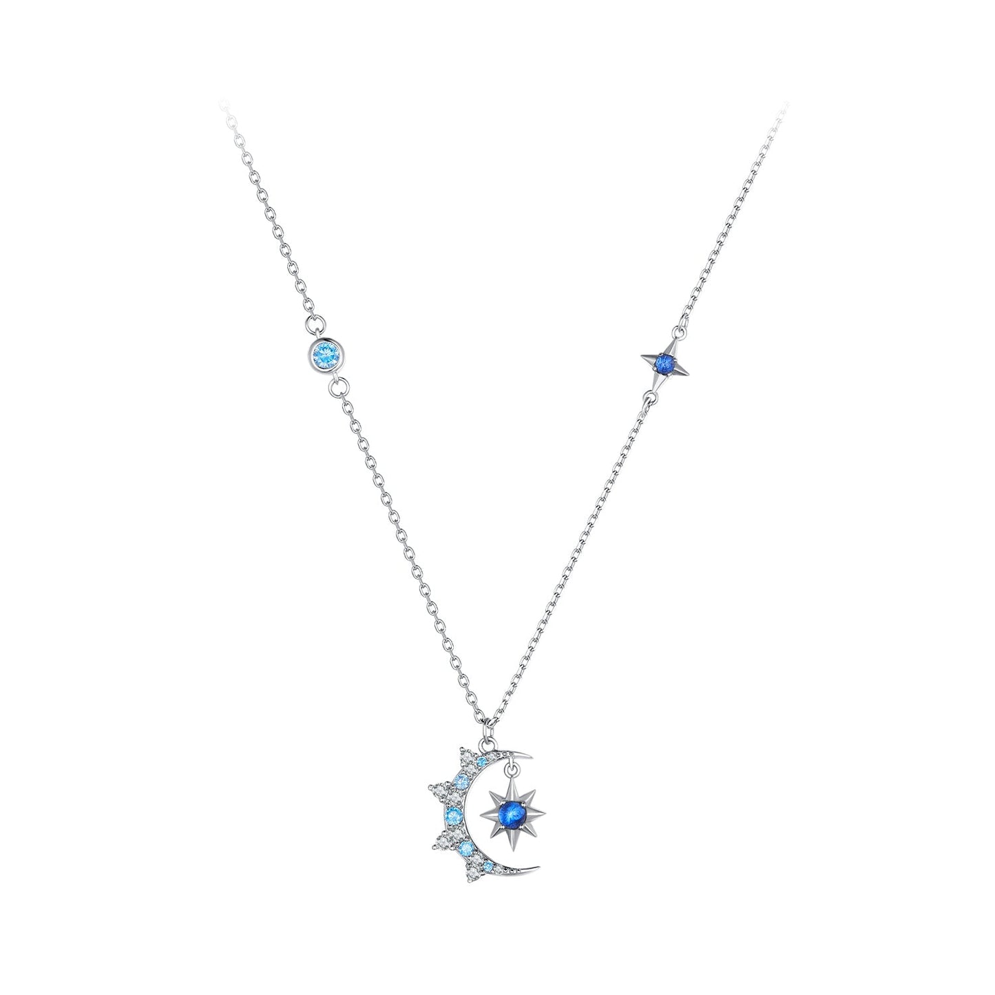 925 Sterling Silver Necklace with Pavé Setting CZ and Spinel Pendant