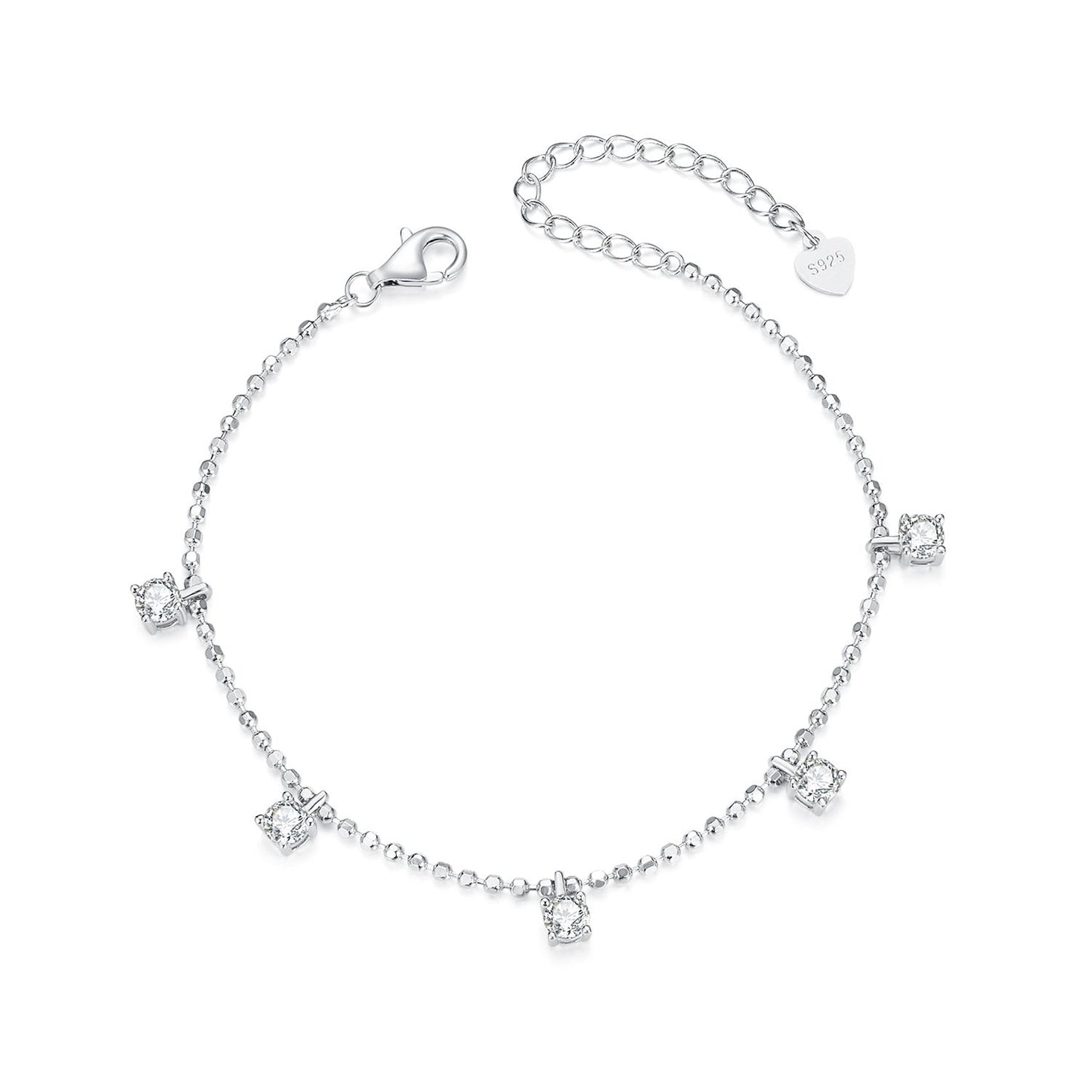 925 Sterling Silver Plated Platinum CZ Bracelet for Women