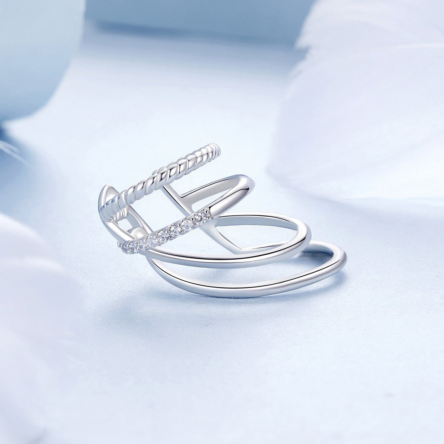 925 Sterling Silver Earrings with CZ and White Gold Plating