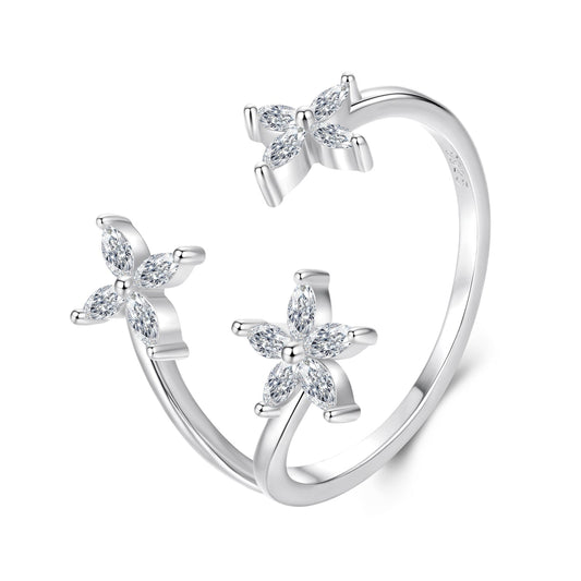 925 Sterling Silver Pavé Setting CZ White Gold Ring for Women