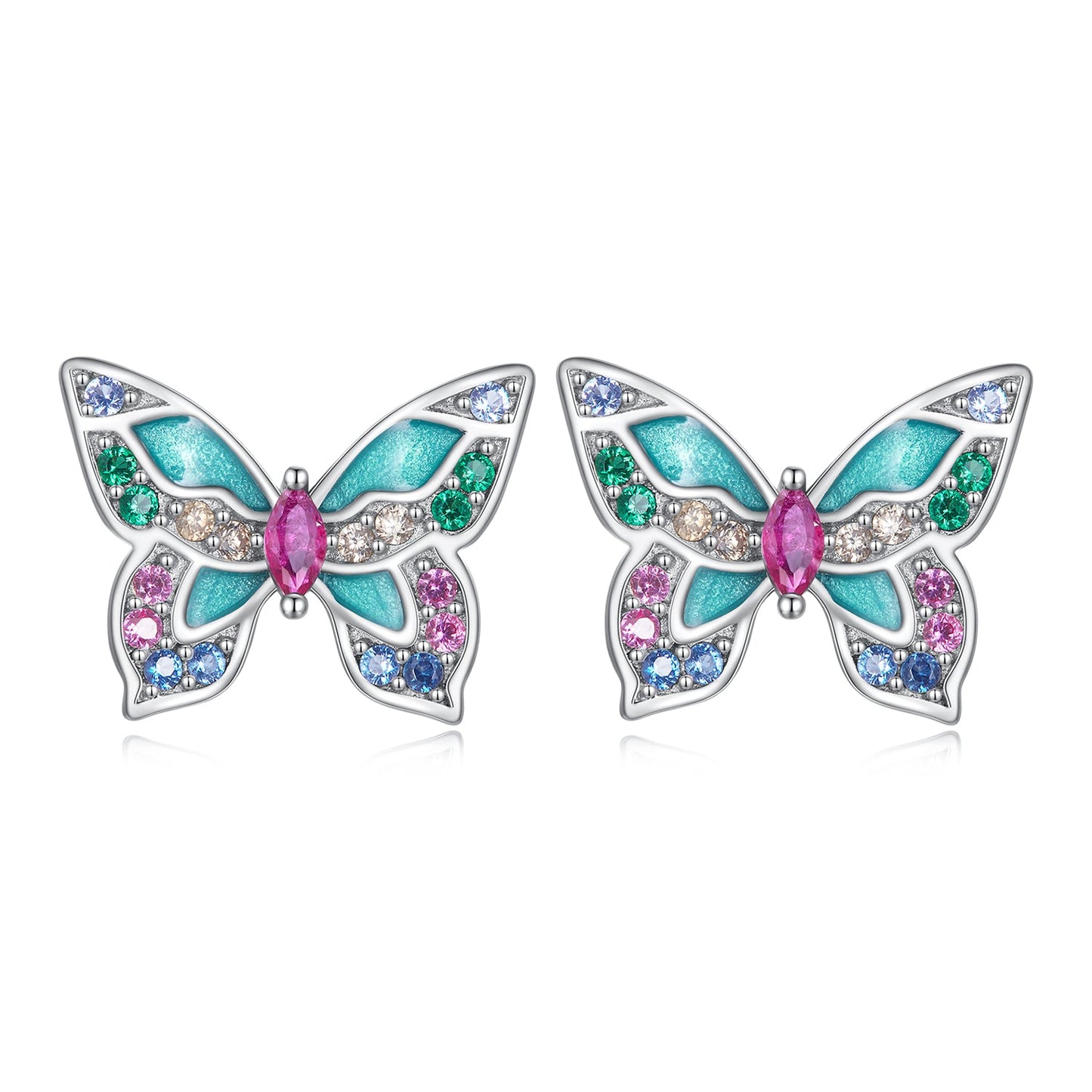 925 Sterling Silver Earrings with Enamel and CZ for Women