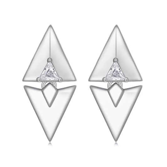 925 Sterling Silver Earrings with White Gold Plating and CZ