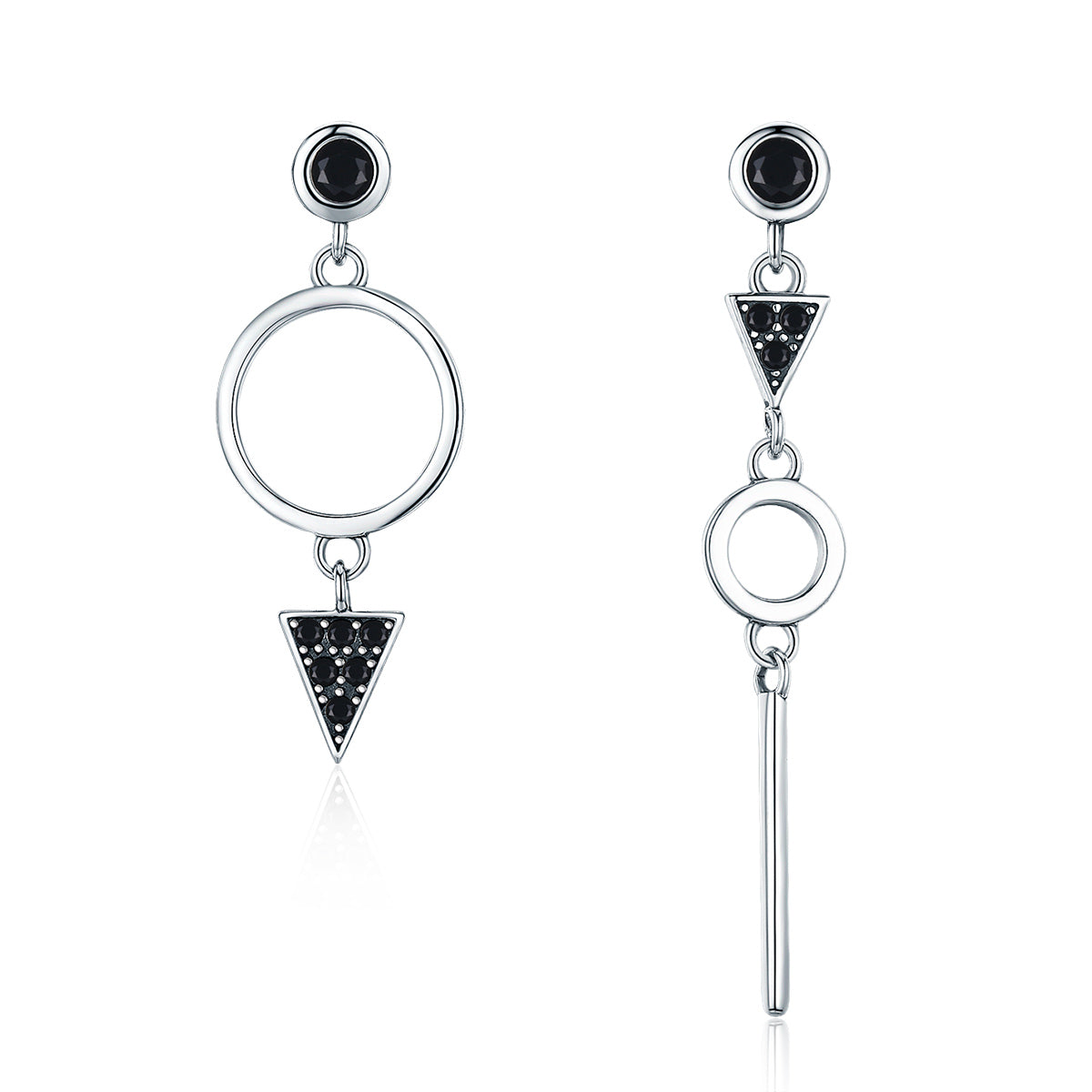 925 Sterling Silver Oxidized Pavé Setting CZ Earrings
