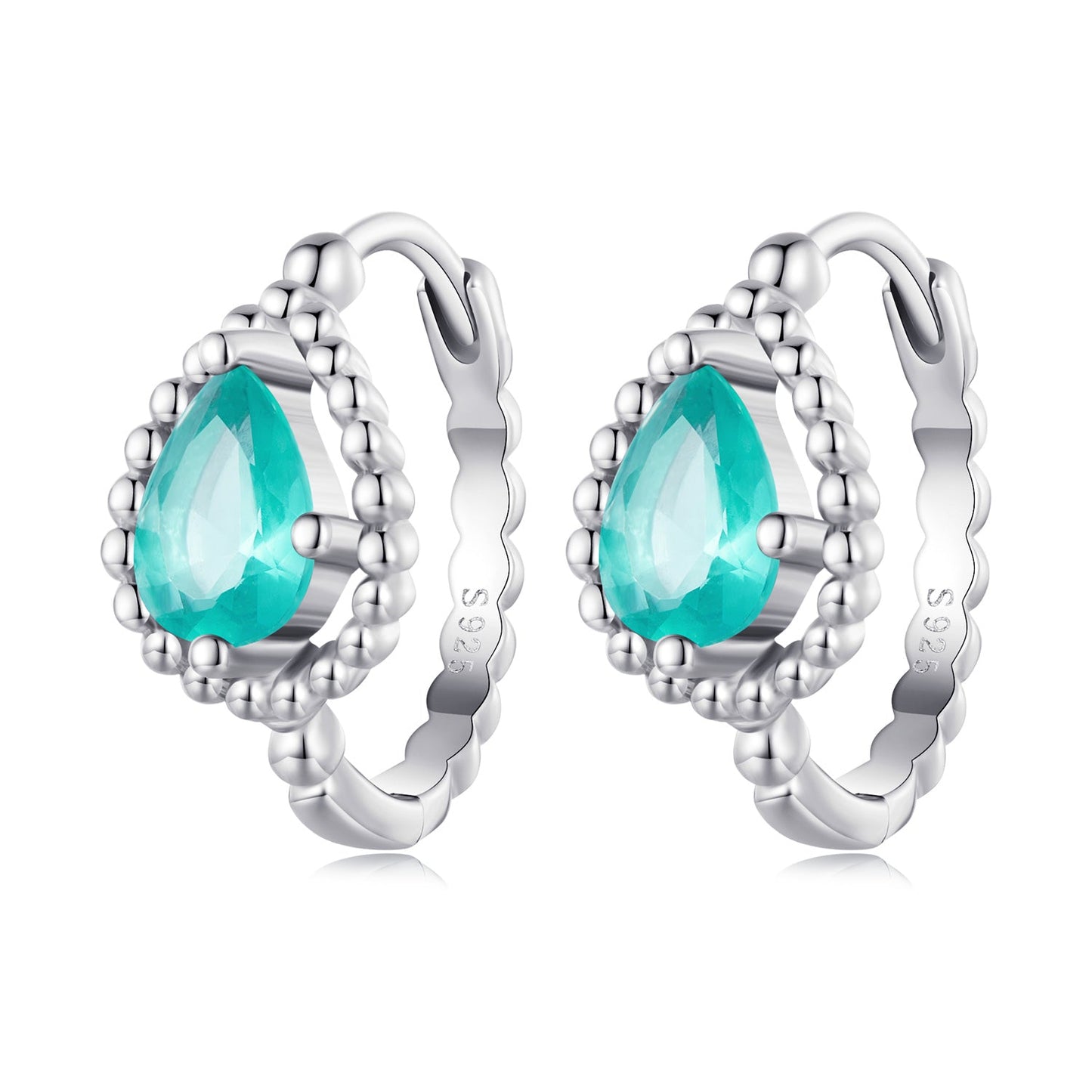 925 Sterling Silver Earrings with Pavé Setting and Transparent Glass