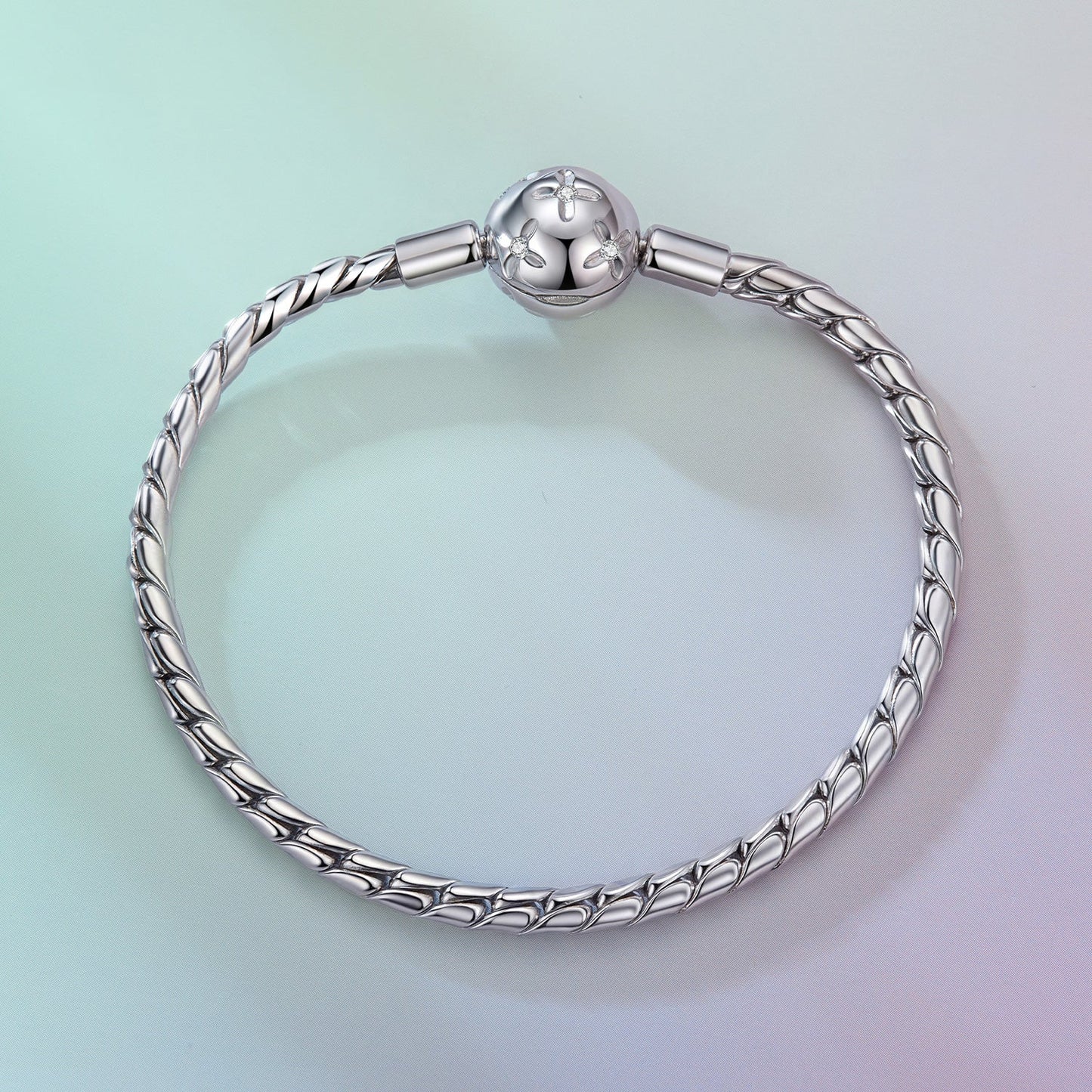 925 Sterling Silver White Gold Plated Bracelet with CZ Pendant for Women