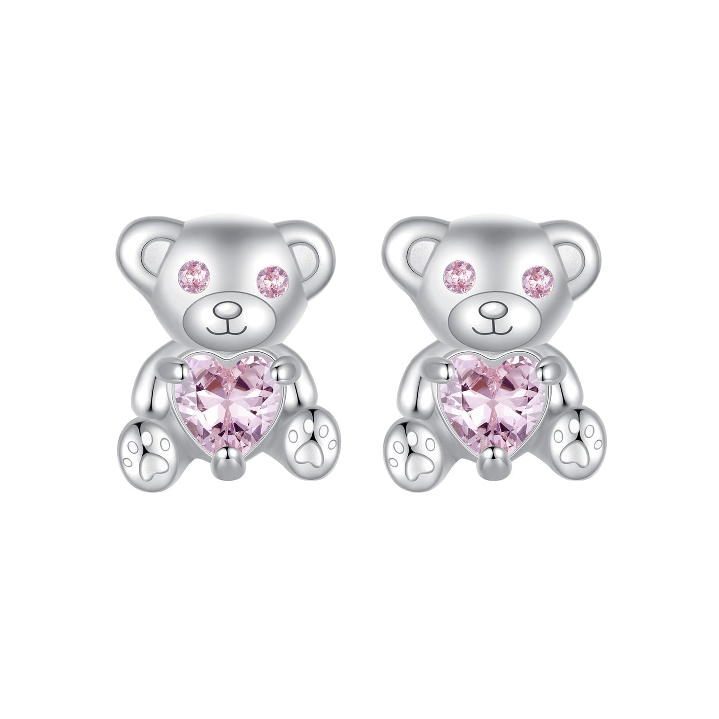 925 Sterling Silver Earrings with CZ in White Gold Plating