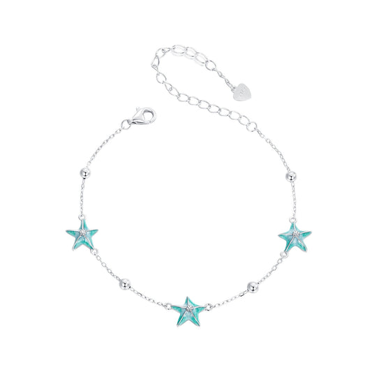 925 Sterling Silver Starfish Design Bracelet with Enamel Process