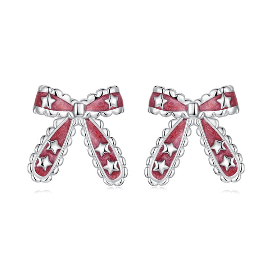 925 Sterling Silver Earrings with Enamel Process in White Gold Plating for Women