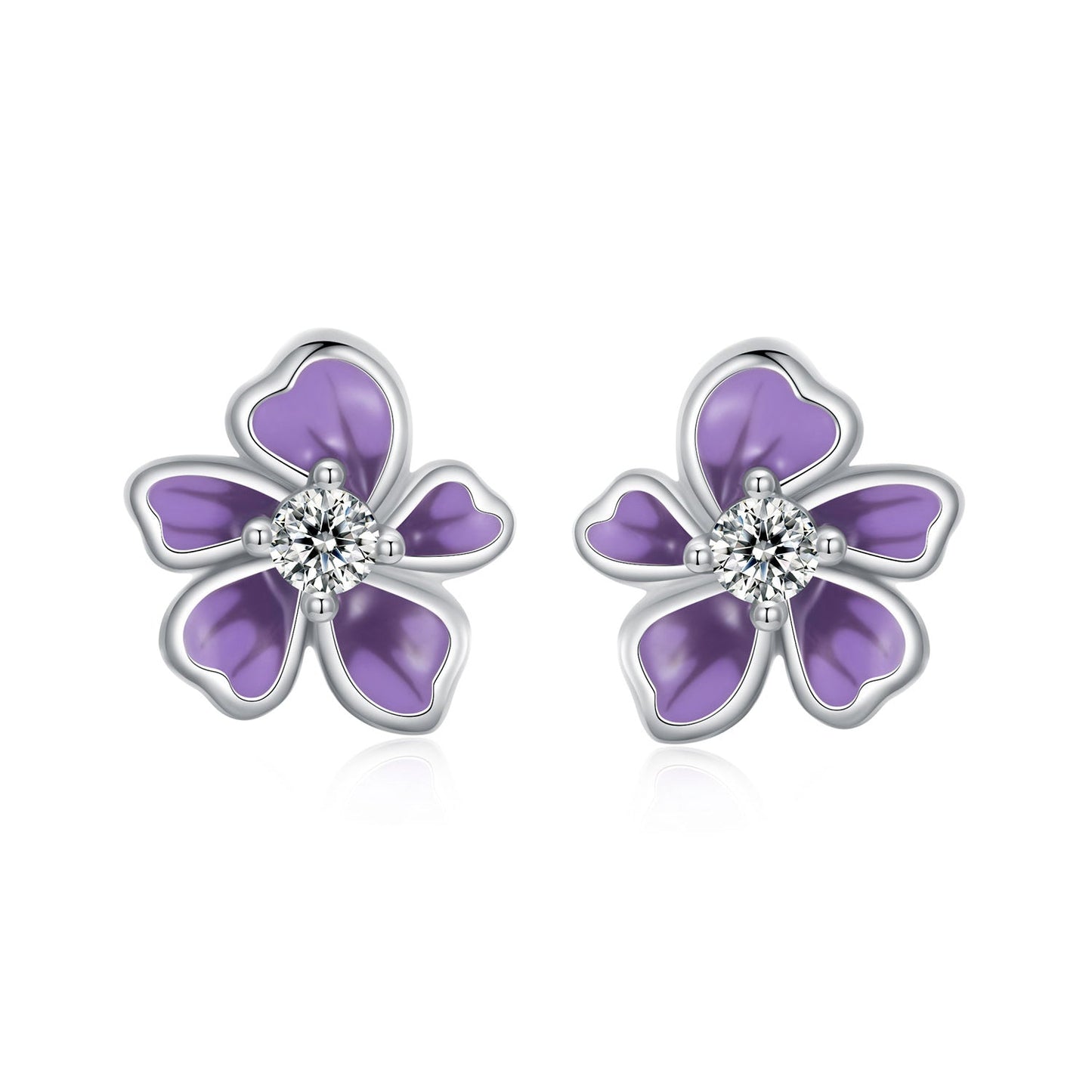 S925 Sterling Silver Plated Platinum Enamel Earrings for Women