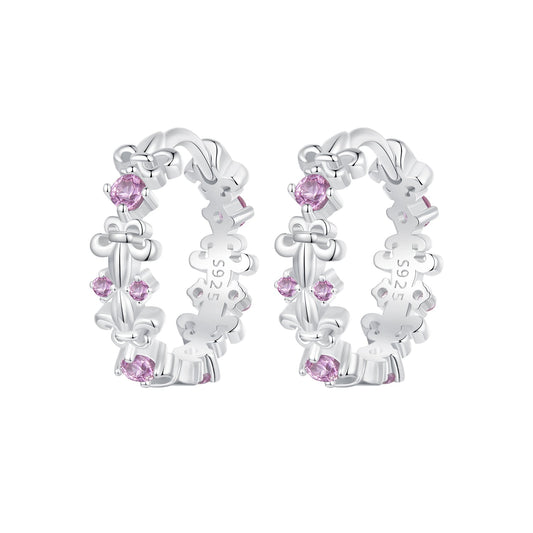 925 Sterling Silver Pavé CZ White Gold Plated Earrings for Women
