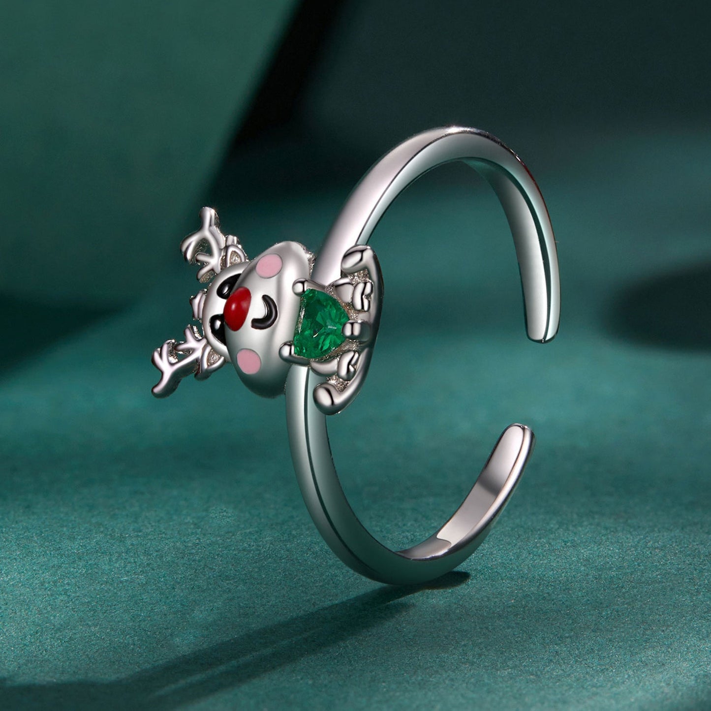 925 Sterling Silver Enamel Pavé CZ Ring