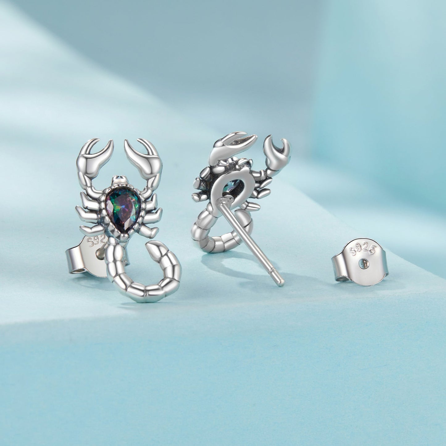925 Sterling Silver Earrings with Pavé Setting CZ, Oxidized Silver, Size 0.8*1.5cm for Women