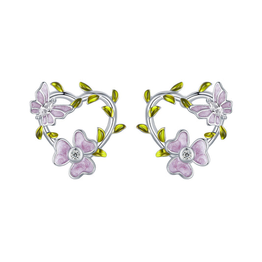 925 Sterling Silver Enamel CZ Plated Earrings