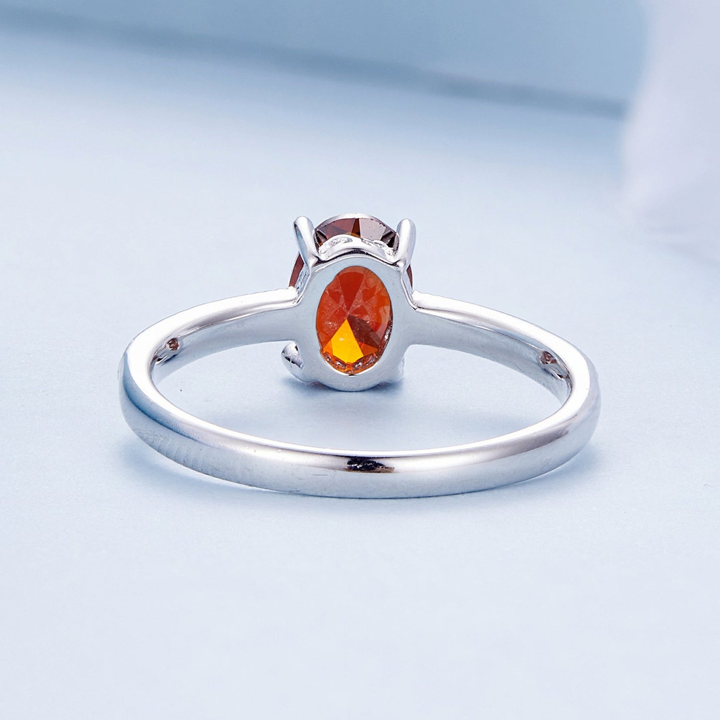 925 Sterling Silver Pavé Setting CZ Synthetic Garnet Ring for Women