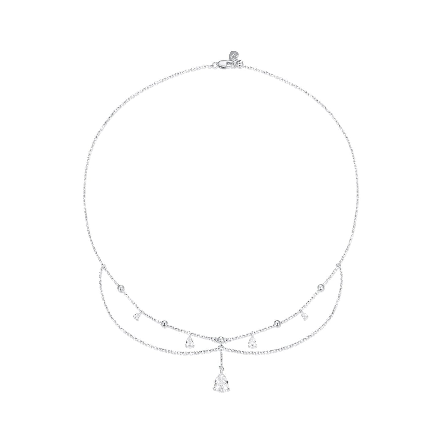 925 Sterling Silver 400mm CZ Pavé Setting Necklace for Women