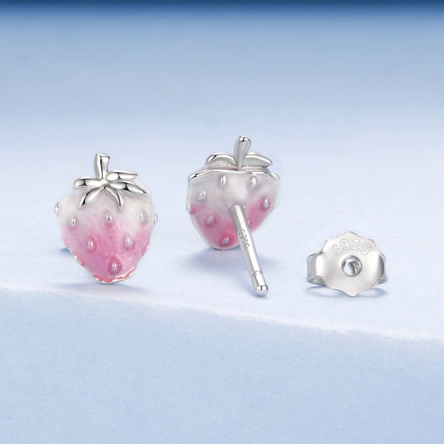 925 Sterling Silver White Gold Plated Enamel Earrings