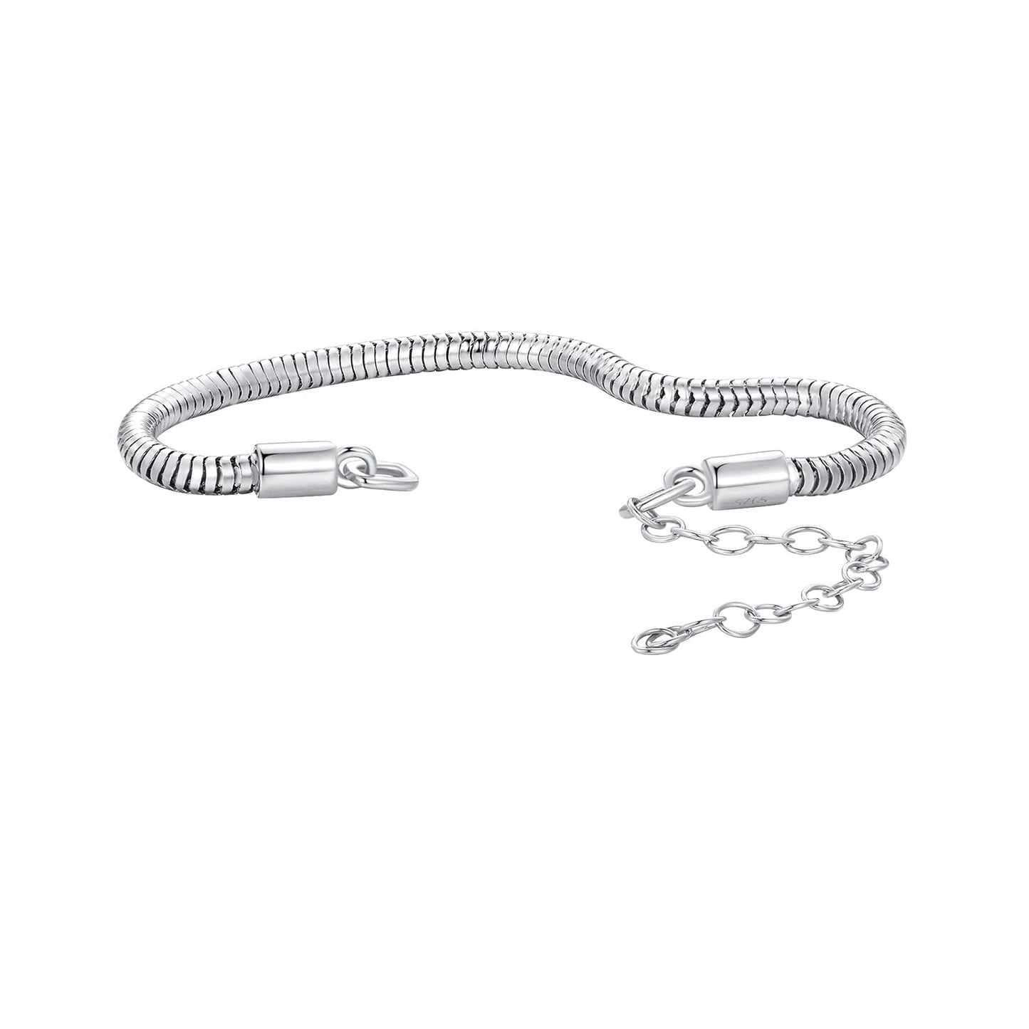 925 Sterling Silver Plated Platinum 140mm Chain Thickness 3mm Bracelet for Women