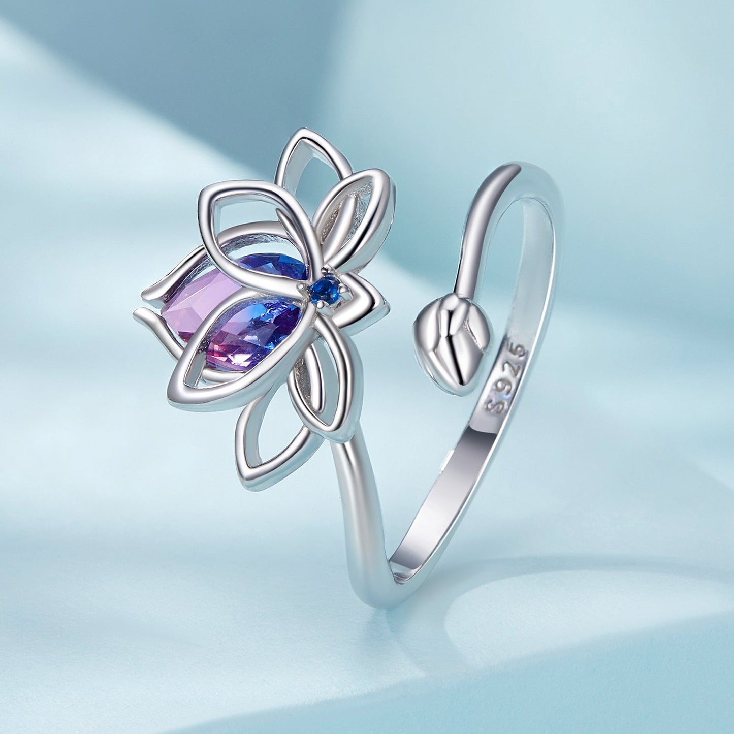925 Sterling Silver Pavé Setting CZ & Synthetic Tourmaline Ring for Women