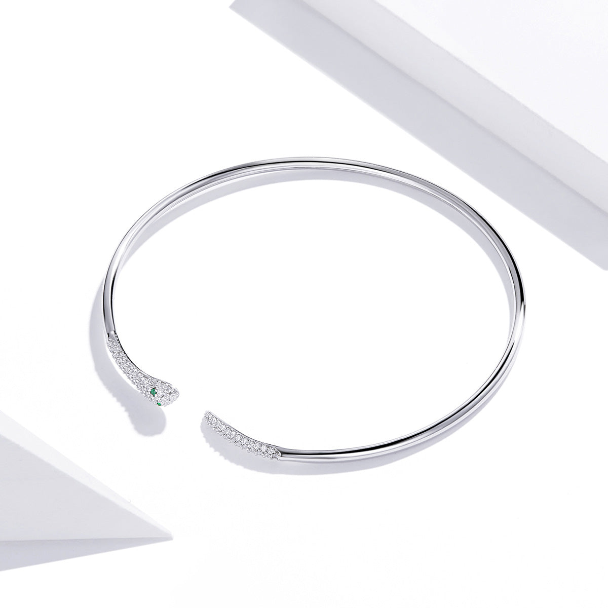 S925 Sterling Silver Bracelet with Pavé Setting CZ 6cm Diameter for Women