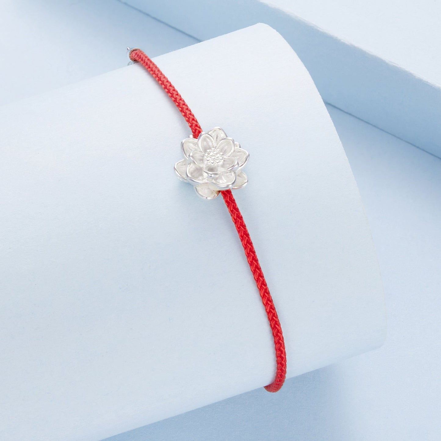 925 Sterling Silver Bracelet with White Gold Plating and Cotton Cord for Women