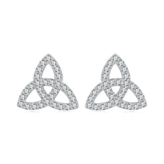 925 Sterling Silver White Gold Plated Pavé CZ Earrings