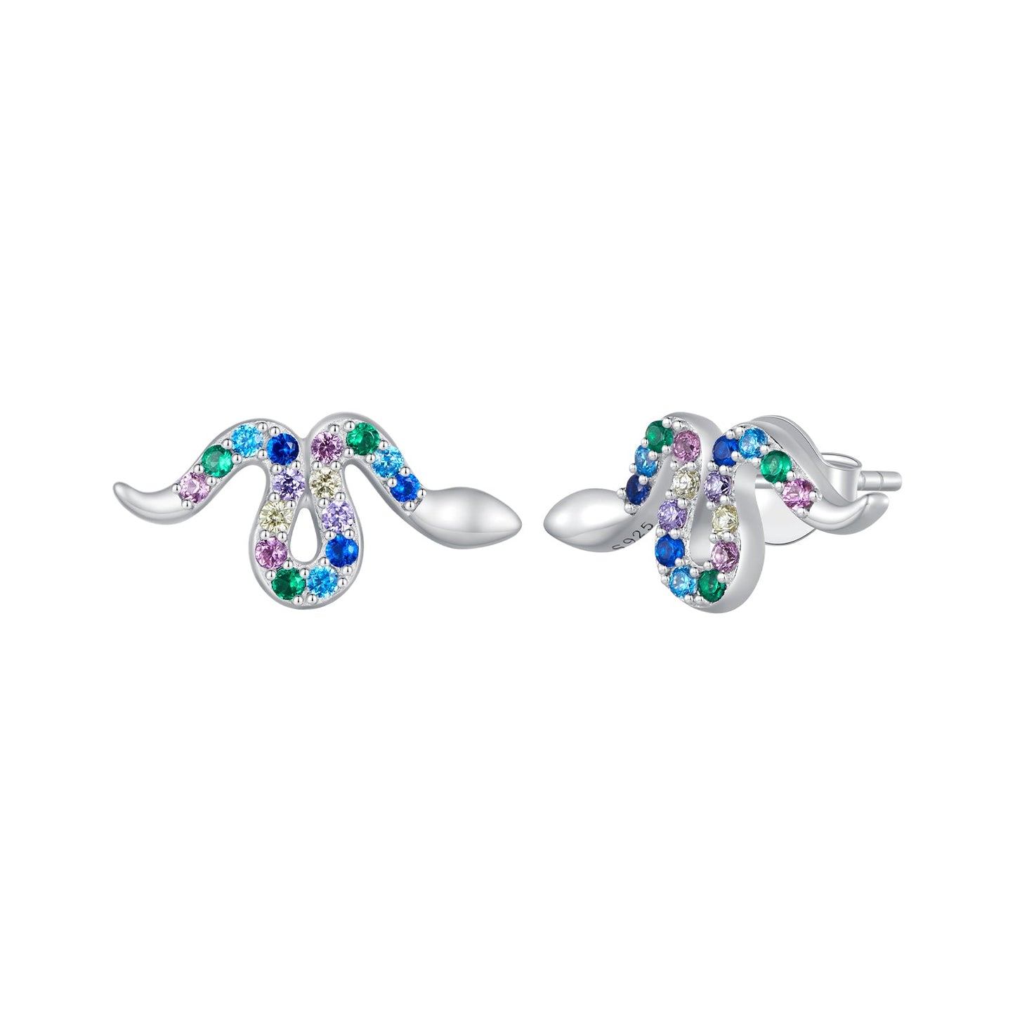 925 Sterling Silver Earrings with Pavé Setting CZ, 7x15mm, Plated Platinum for Women