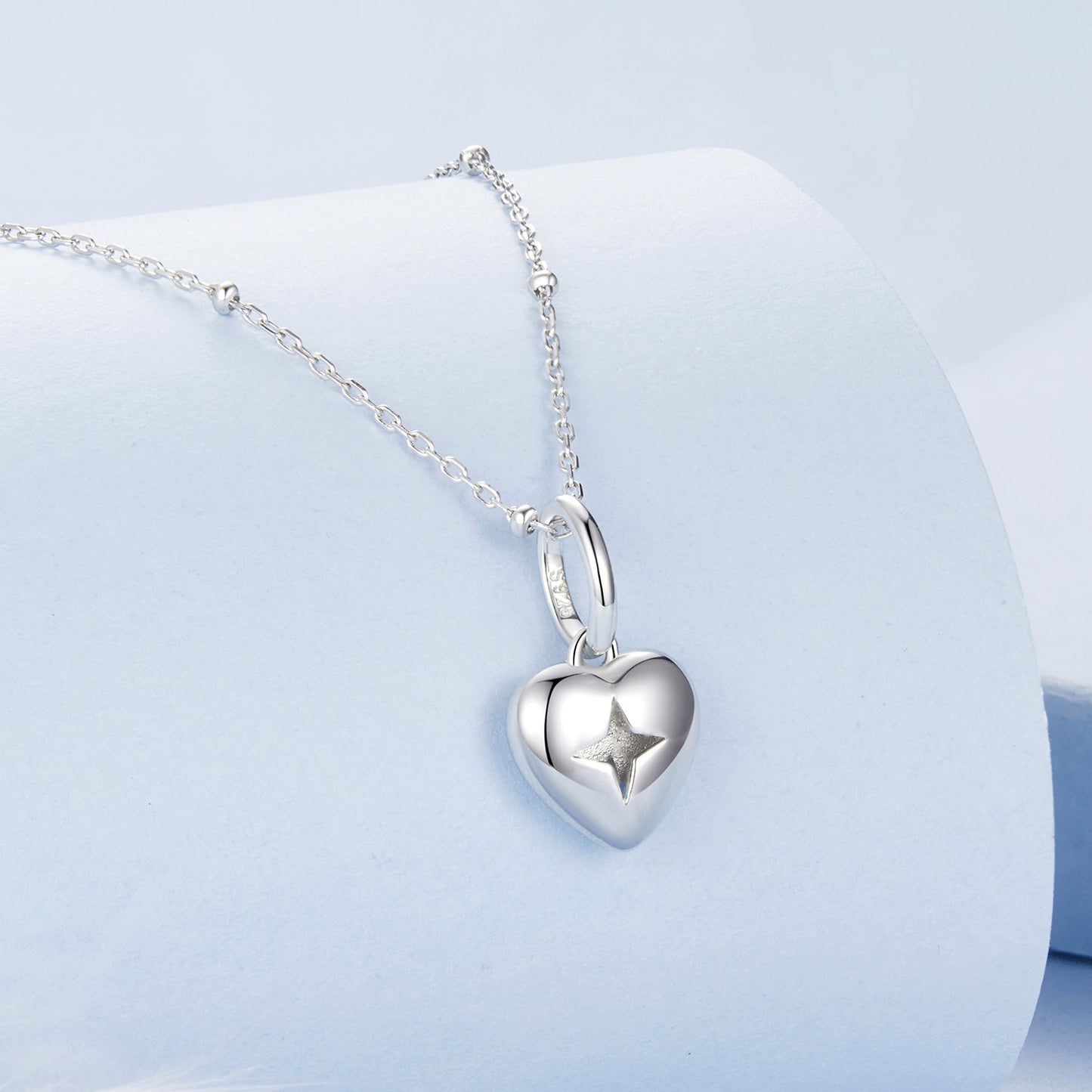 925 Sterling Silver Plated White Gold Necklace 40+5cm with 1.8*1.0cm Pendant for Women