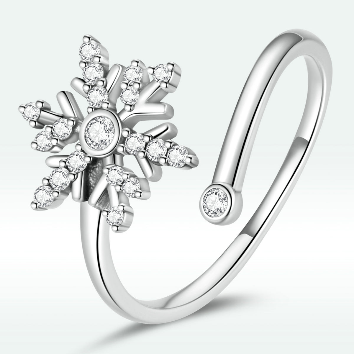 925 Sterling Silver Snowflake Ring with Pavé Setting CZ and Oxidized Finish for Women