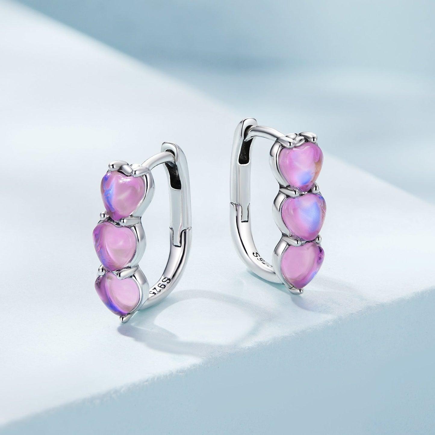 925 Sterling Silver Earrings with Transparent Glass for Women