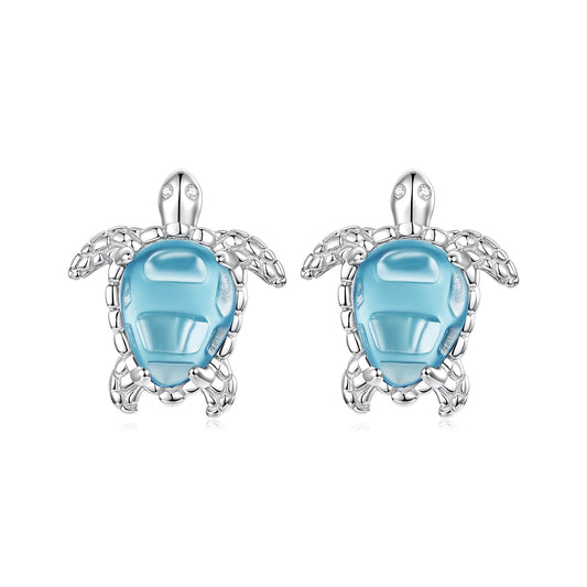925 Sterling Silver & Brass Transparent Glass CZ Earrings 1.3*1.2cm for Women